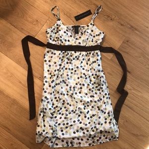 Cute dress great coloring of teal tan & brown dots